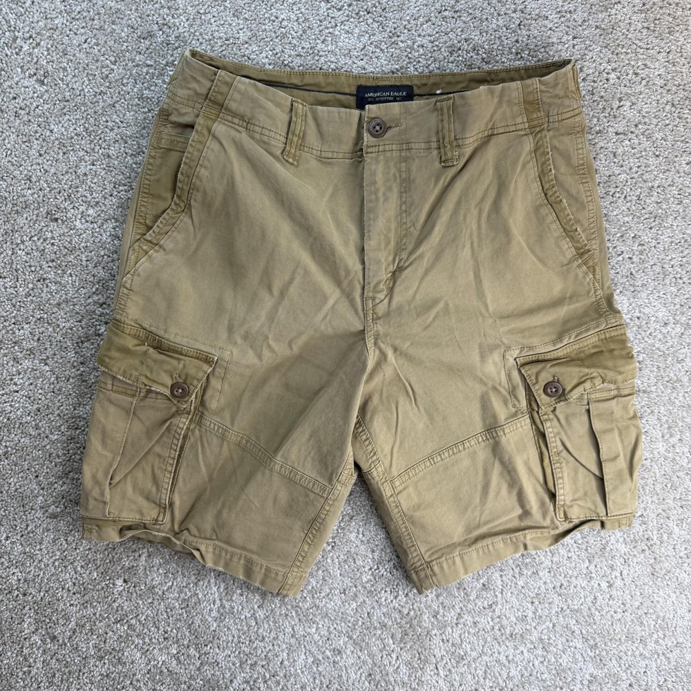 American Eagle Cargo Shorts Mens 32 Beige Next Level Flex Stretch Casual Summer